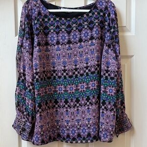 Jennifer Lopez Purple and Black Geometric Blouse